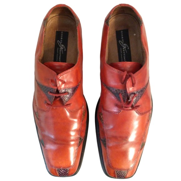 Giorgio Brutini Private Collection Snakeskin Red Bown Dress Shoes Men’s Size 11M - Picture 2 of 8